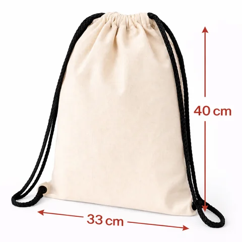 Bolsa de morral de algodón natural de 33 × 40 cm, fotografía de estudio de Bee Bags